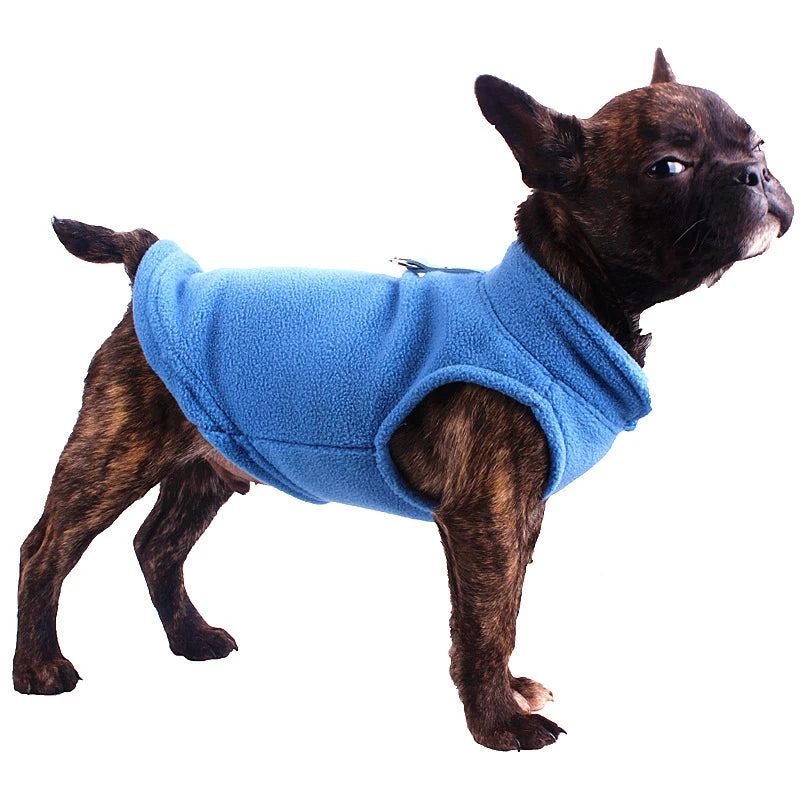 Winter fleece dog coat for French Bulldogs, Pugs, Chihuahuas, Yorkies, and small pets