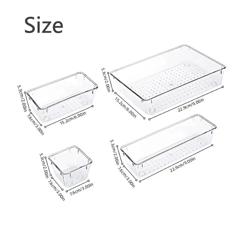 7/14 Pcs Clear Plastic Drawer Organizer Set for Makeup, Jewelry, and Office Storage