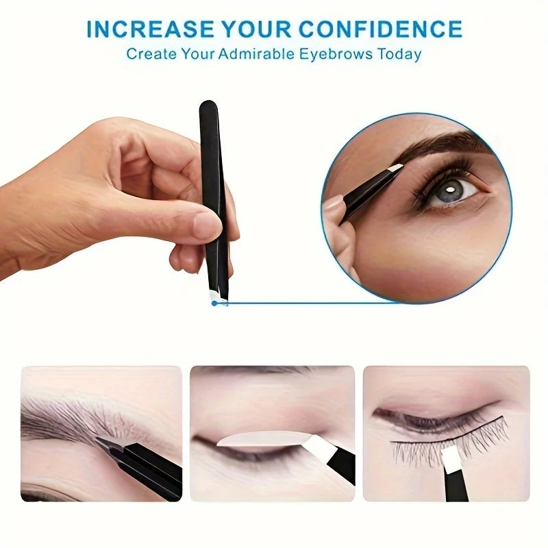 4PCS professional tweezers set with great precision for eyebrow shaping, facial hair removal, and ingrown hair extraction, perfect for men and women