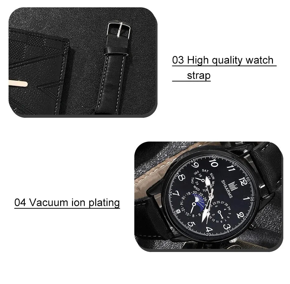 Fashion Mens Watches Wallet Glasses For Men