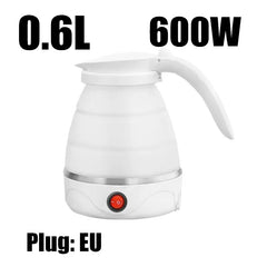 220V Mini Folding Electric Kettle 0.6L Portable Silicone Compression Water Heater for Travel and Home Use