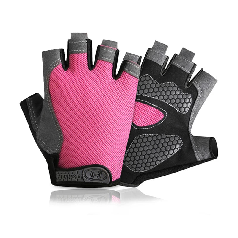 Breathable anti-slip half finger cycling and gym gloves for men and women, ideal for fitness and sports training