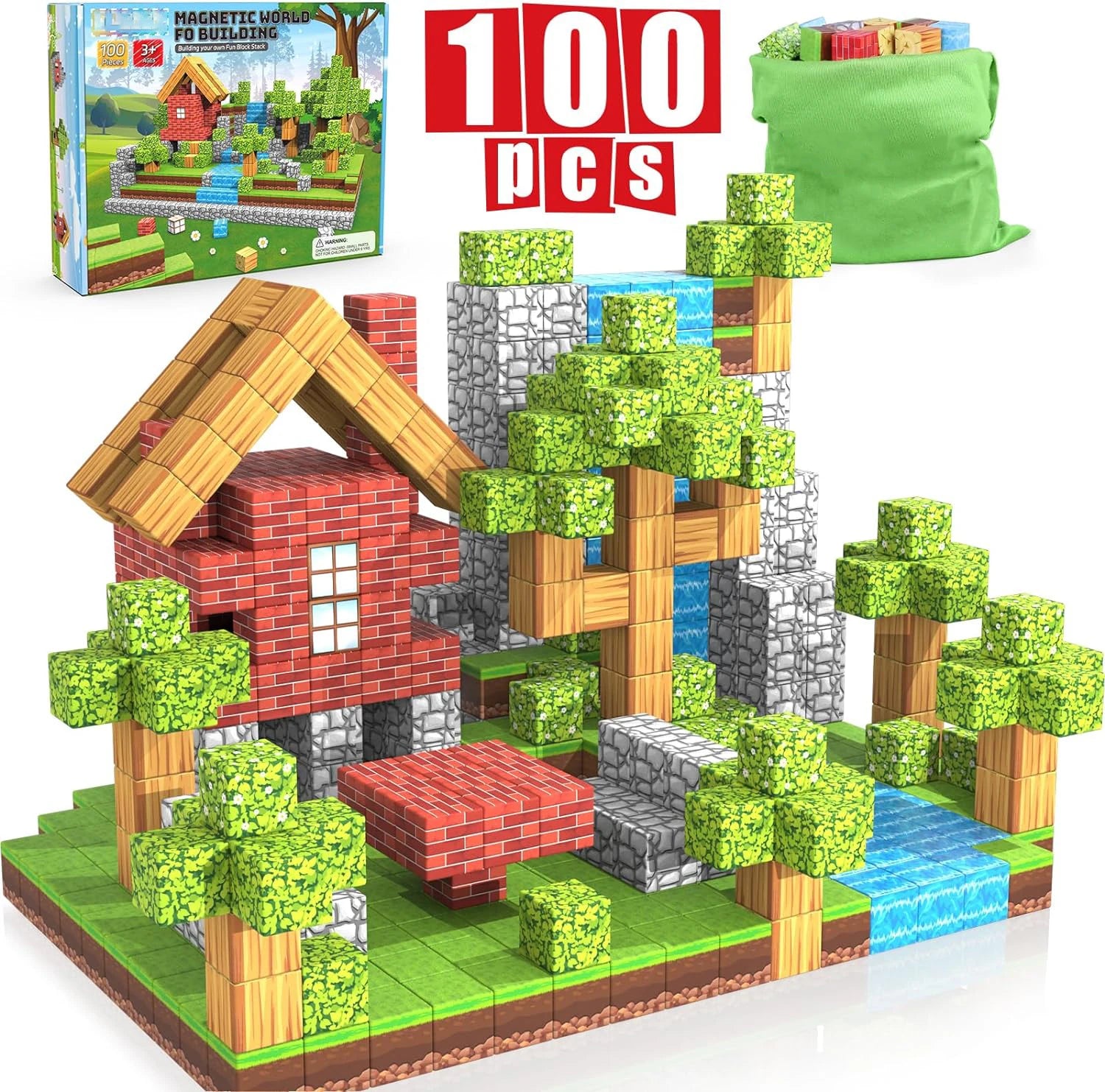 100PCS Magnetic Blocks Toy Set for STEM and Montessori Learning