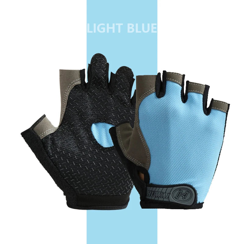 Breathable anti-slip half finger cycling and gym gloves for men and women, ideal for fitness and sports training