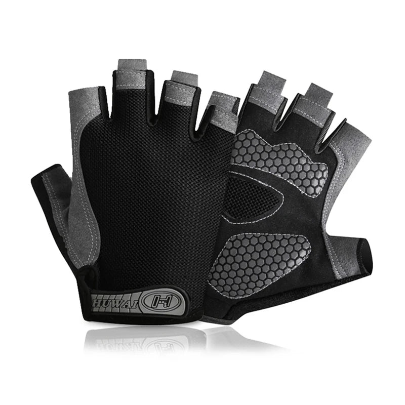 Breathable anti-slip half finger cycling and gym gloves for men and women, ideal for fitness and sports training