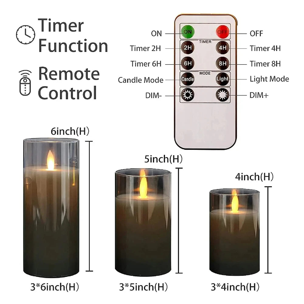 3pcs LED Flameless Candles with Remote for Home & Party Decor