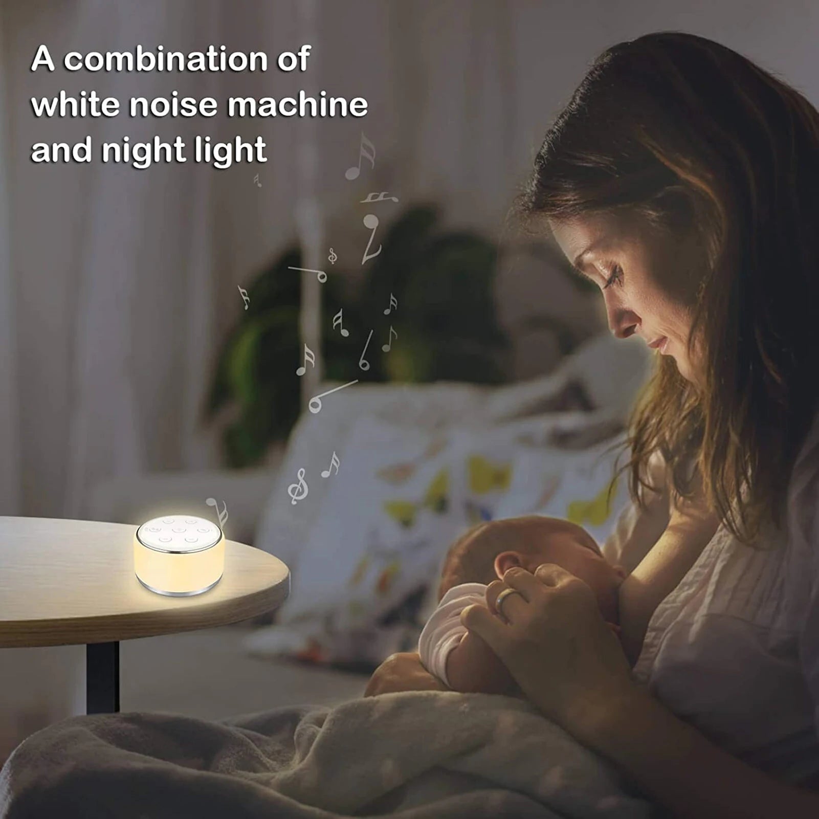 White noise machine with 7-color night light and 34 soothing sounds for baby sleep and relaxation