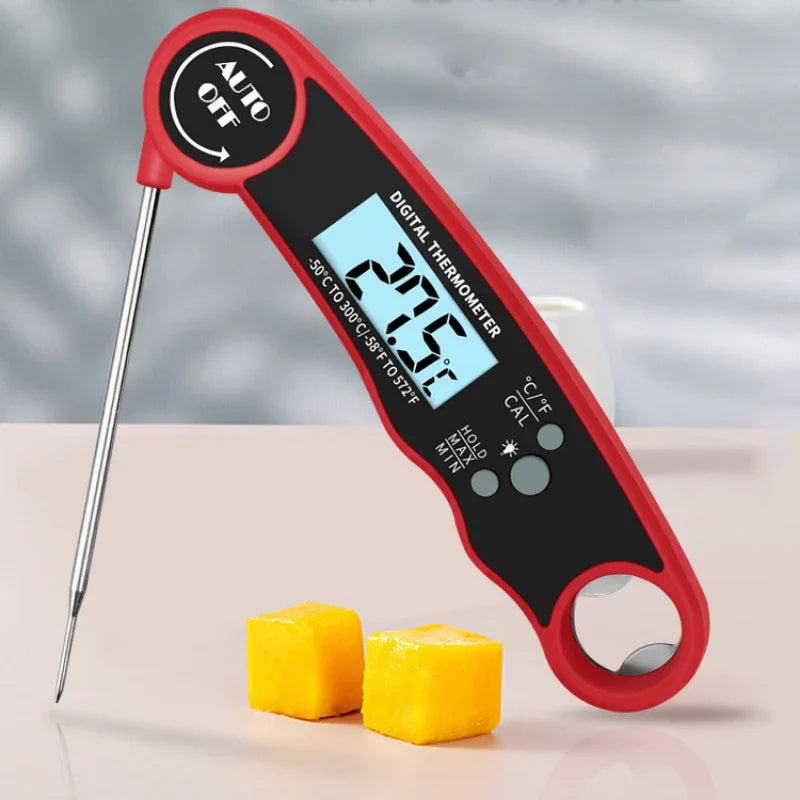 Portable digital meat thermometer probe for BBQ, baking, and kitchen use