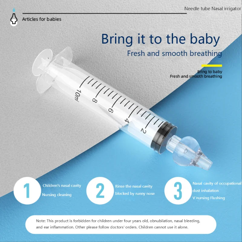 Reusable baby nasal aspirator syringe for gentle and safe nose cleaning