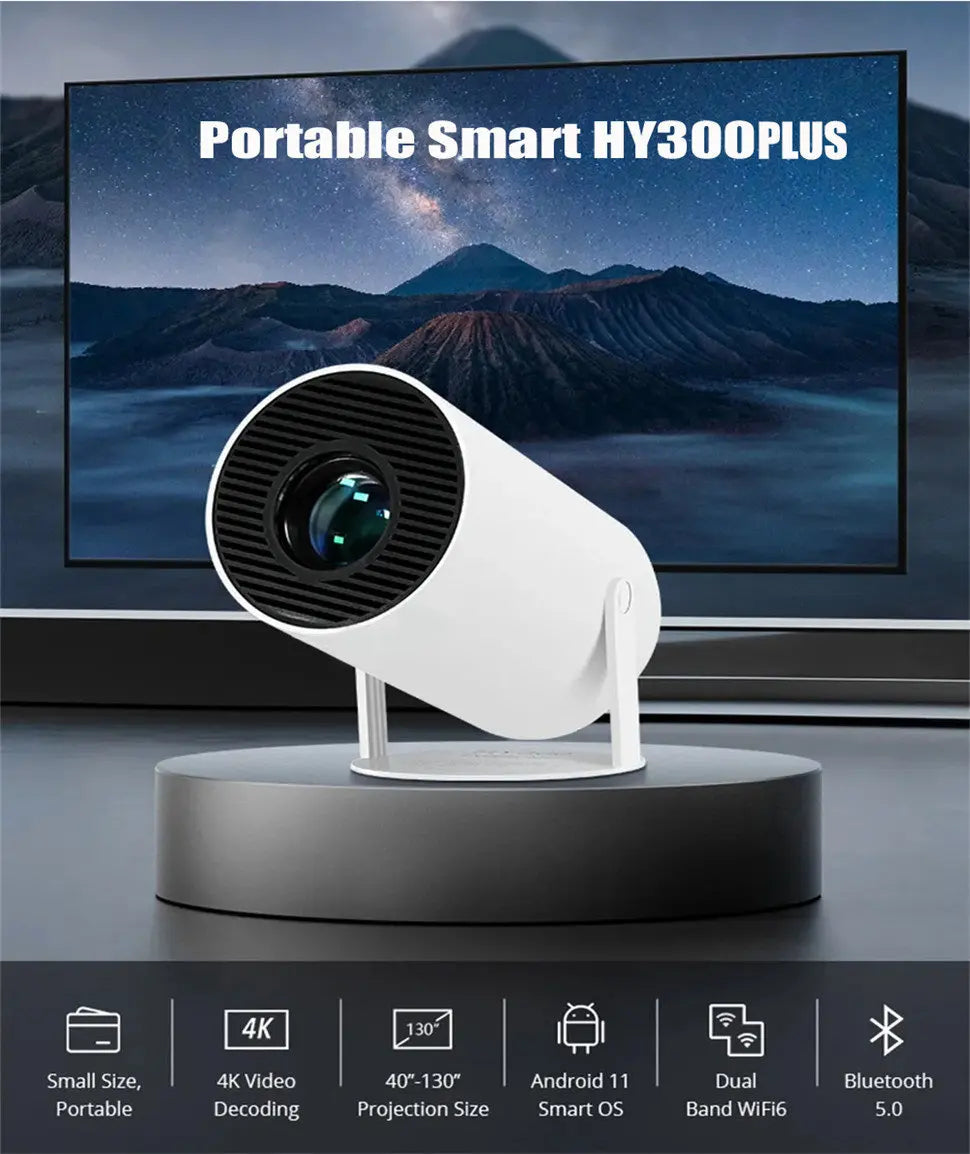 DITONG HY300 Plus HD Projector 4K 1280x720P with Android, Wifi, and LED for Home Theater, Cinema, Mini Games, and Movie Viewing