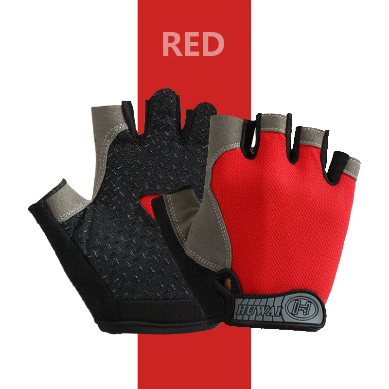 Breathable anti-slip half finger cycling and gym gloves for men and women, ideal for fitness and sports training