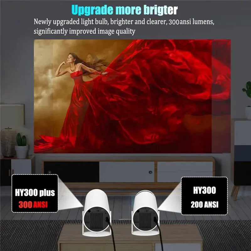 DITONG HY300 Plus HD Projector 4K 1280x720P with Android, Wifi, and LED for Home Theater, Cinema, Mini Games, and Movie Viewing