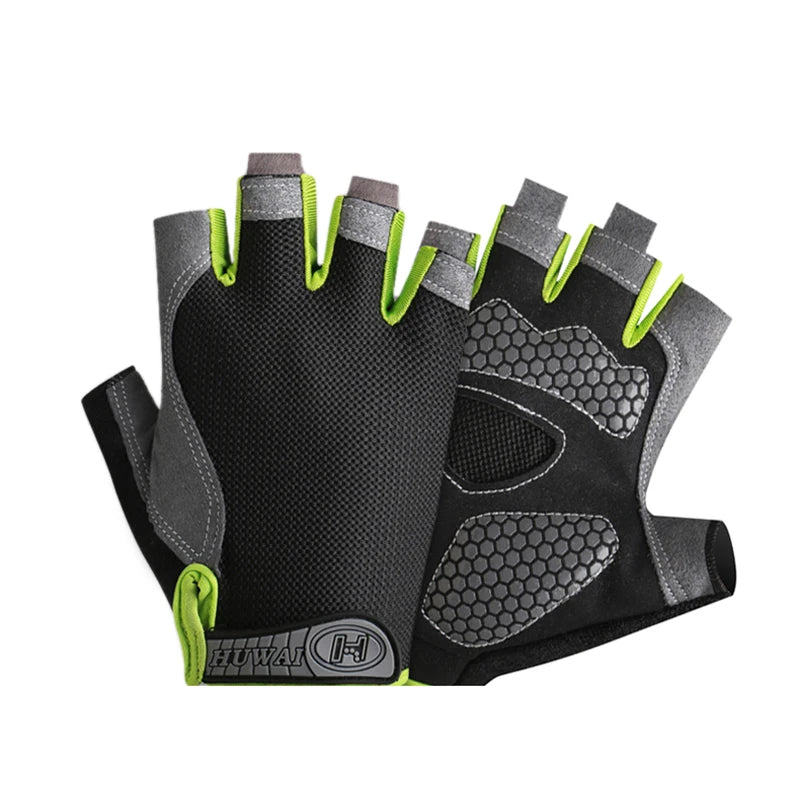 Breathable anti-slip half finger cycling and gym gloves for men and women, ideal for fitness and sports training