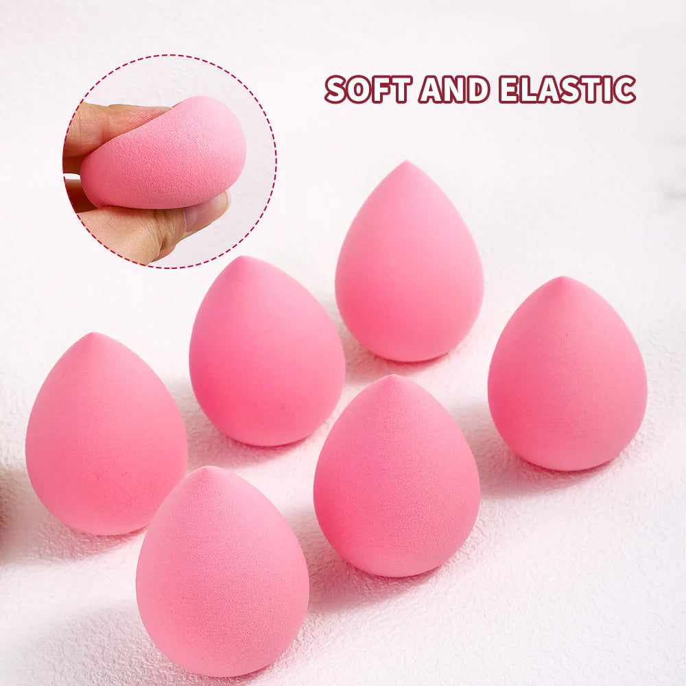 Set of 6PCS water drop beauty sponges, ideal for applying concealer, powder, and foundation for a flawless makeup finish