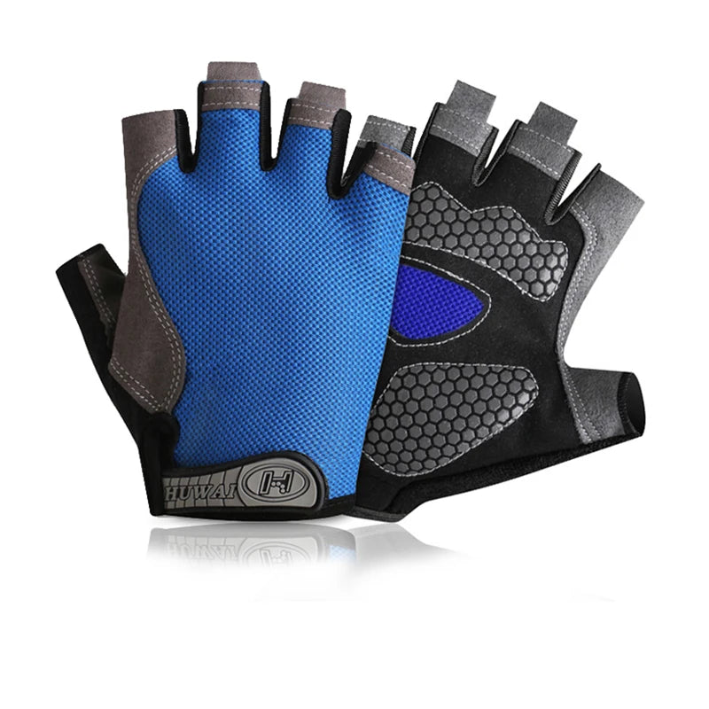 Breathable anti-slip half finger cycling and gym gloves for men and women, ideal for fitness and sports training