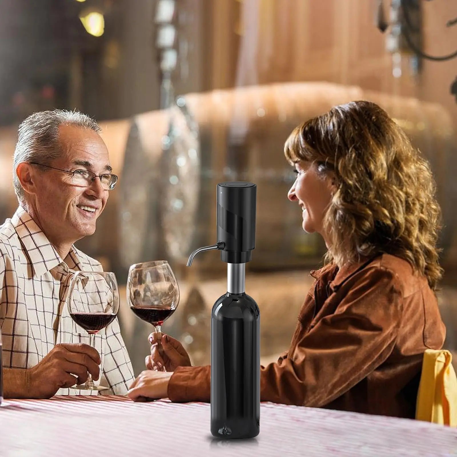 Rechargeable electric wine aerator and dispenser for automatic decanting and wine pouring