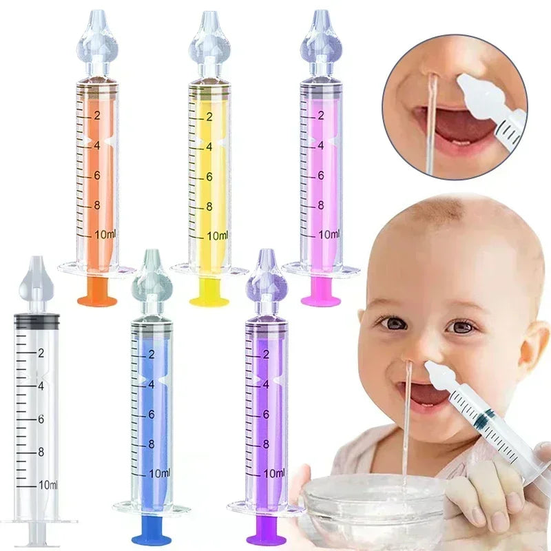 Reusable baby nasal aspirator syringe for gentle and safe nose cleaning