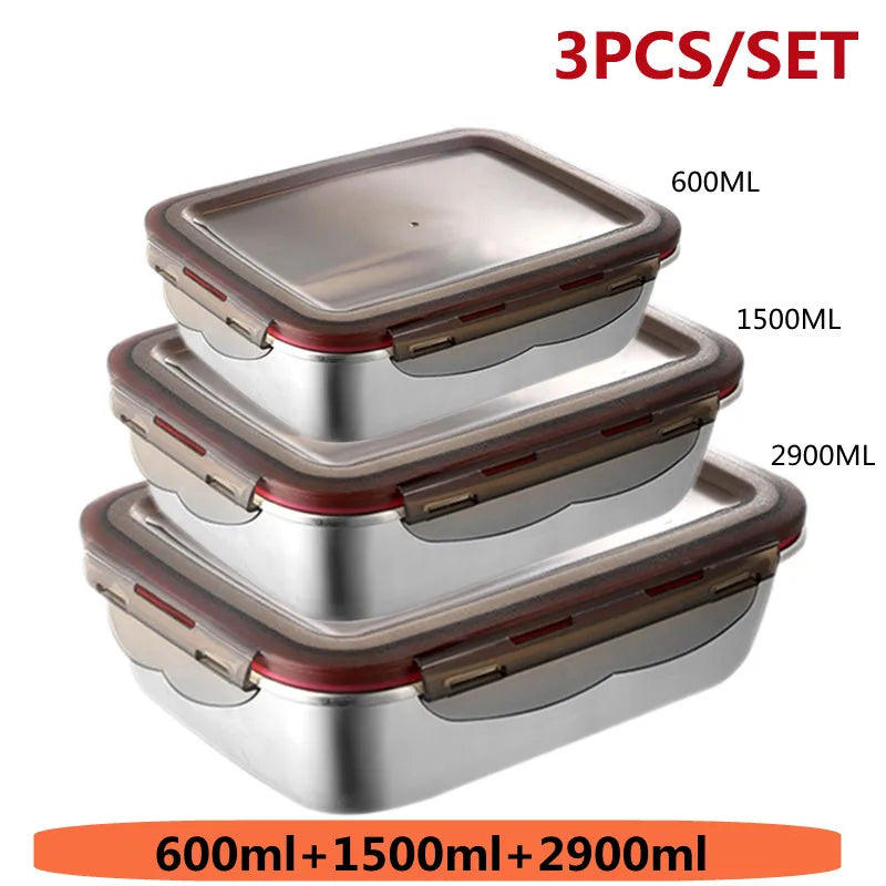 304 Stainless Steel Leakproof Bento Box for Travel, Food Storage, and Microwave Heating – Lunchbox for Household and Pickle Storage