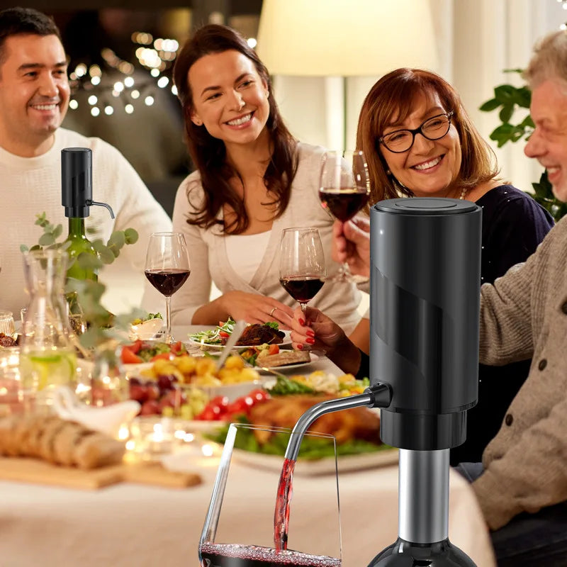 Rechargeable electric wine aerator and dispenser for automatic decanting and wine pouring