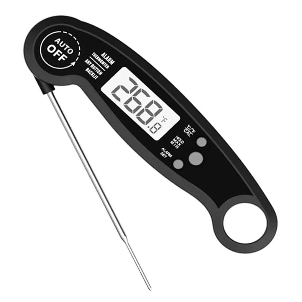 Portable digital meat thermometer probe for BBQ, baking, and kitchen use