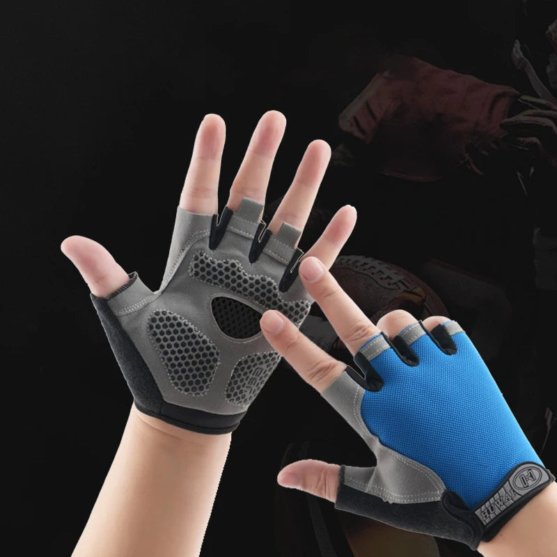 Breathable anti-slip half finger cycling and gym gloves for men and women, ideal for fitness and sports training