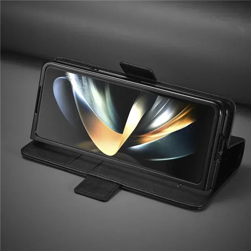 Luxury magnetic leather wallet case with card holder for Samsung Galaxy Z Fold 3, 4, 5, 6