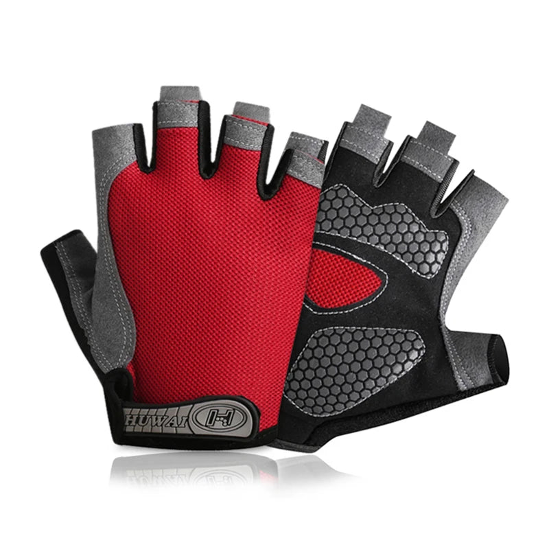 Breathable anti-slip half finger cycling and gym gloves for men and women, ideal for fitness and sports training