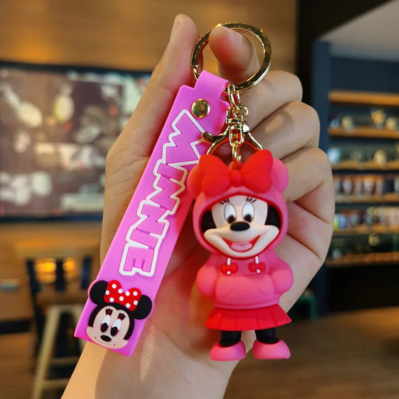 Cute Disney cartoon keychain featuring Mickey, Minnie, Lilo & Stitch for kids