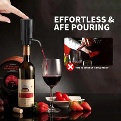 Rechargeable electric wine aerator and dispenser for automatic decanting and wine pouring