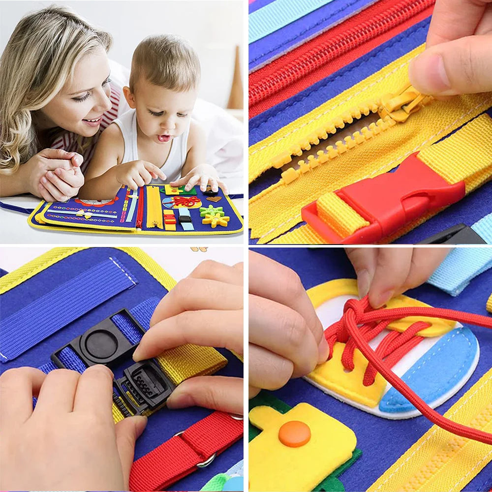 Toddler Busy Board Montessori Toy for Boys & Preschoolers, Enhances Fine Motor Skills and Sensory Learning