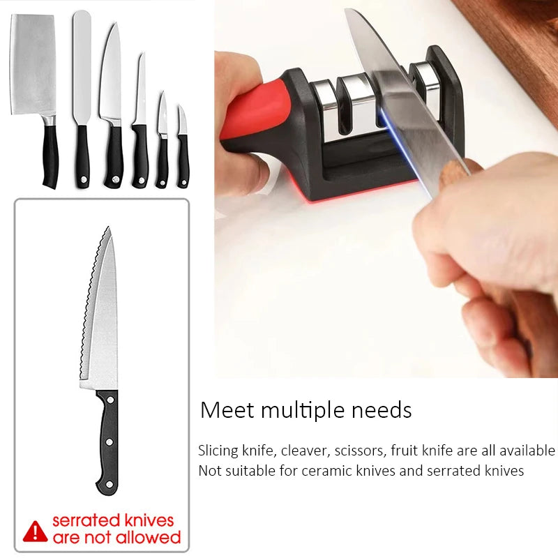 3-Segment Multi-Functional Hand-Held Knife Sharpener