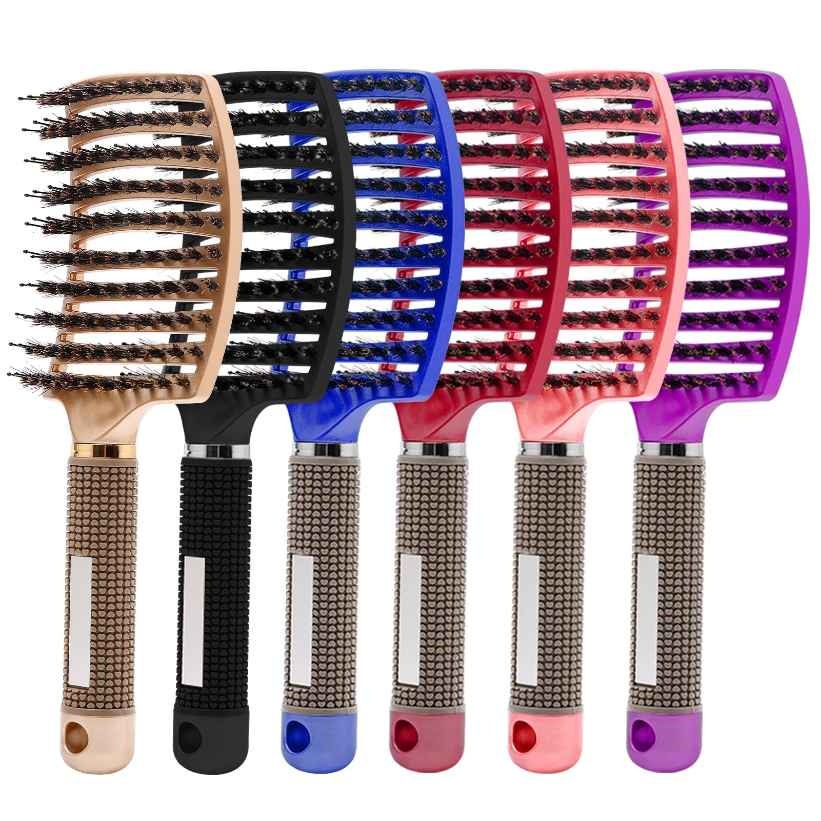 Detangling hair brush and comb set for curly hair, wet & dry massage comb with bristle & nylon for women, salon styling tool