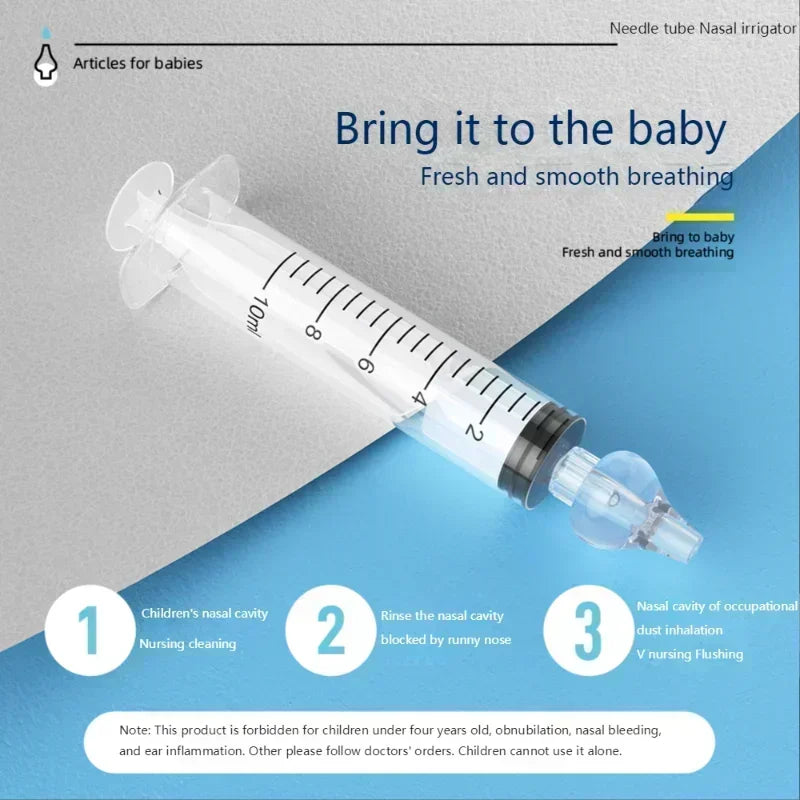 Reusable baby nasal aspirator syringe for gentle and safe nose cleaning