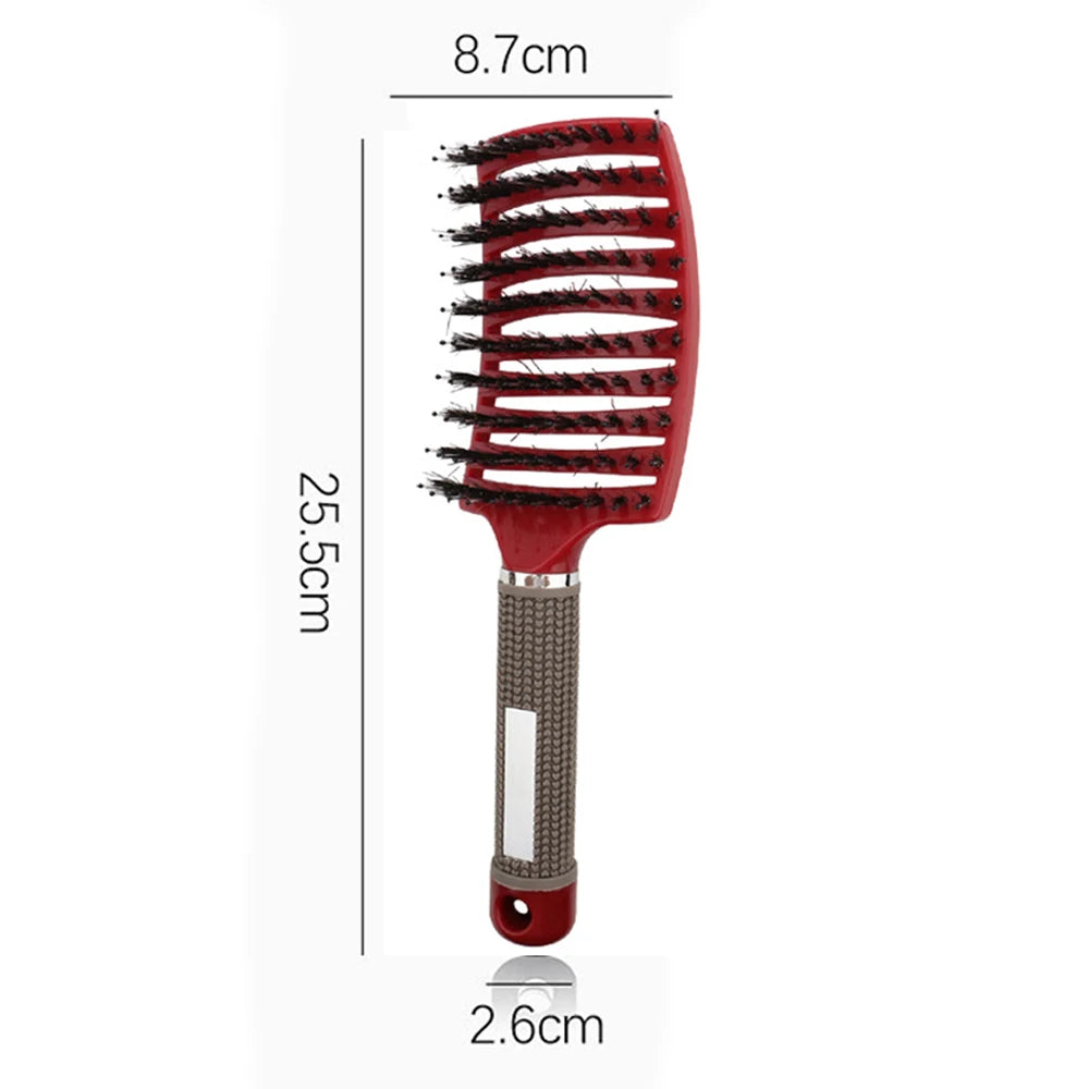 Detangling hair brush and comb set for curly hair, wet & dry massage comb with bristle & nylon for women, salon styling tool