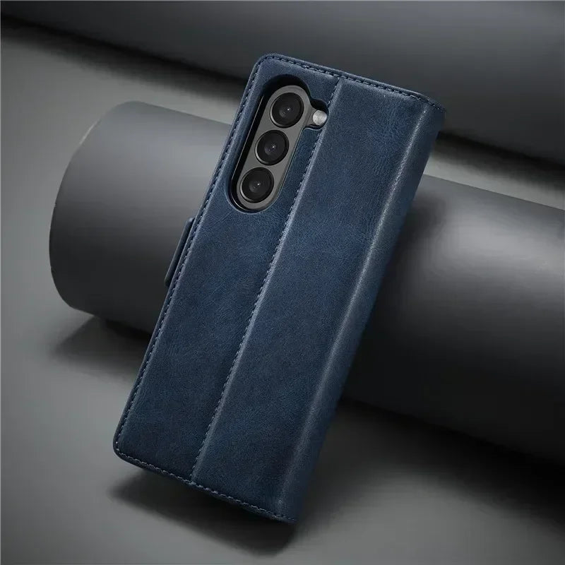 Luxury magnetic leather wallet case with card holder for Samsung Galaxy Z Fold 3, 4, 5, 6