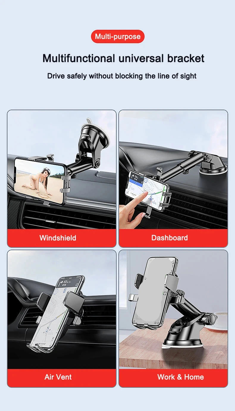 Universal Sucker Car Phone Holder with 360° rotation for smartphones from 4.0 to 7 inches