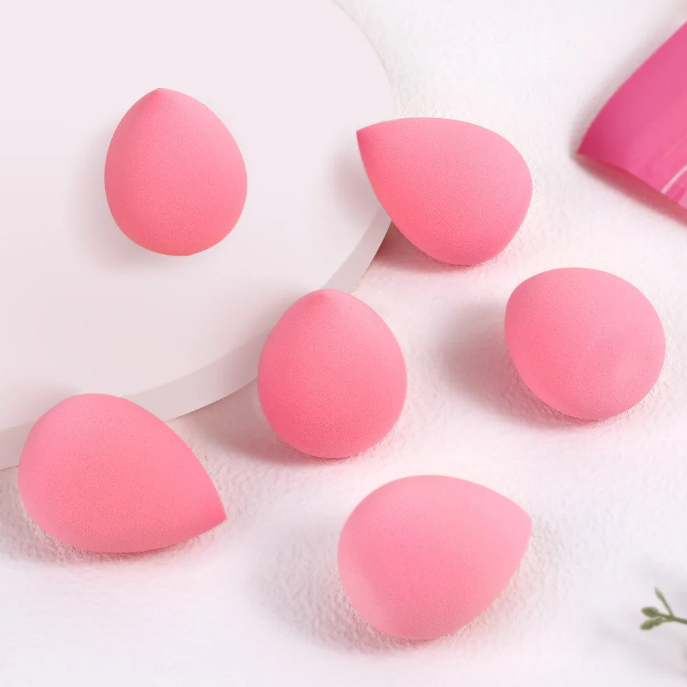 Set of 6PCS water drop beauty sponges, ideal for applying concealer, powder, and foundation for a flawless makeup finish