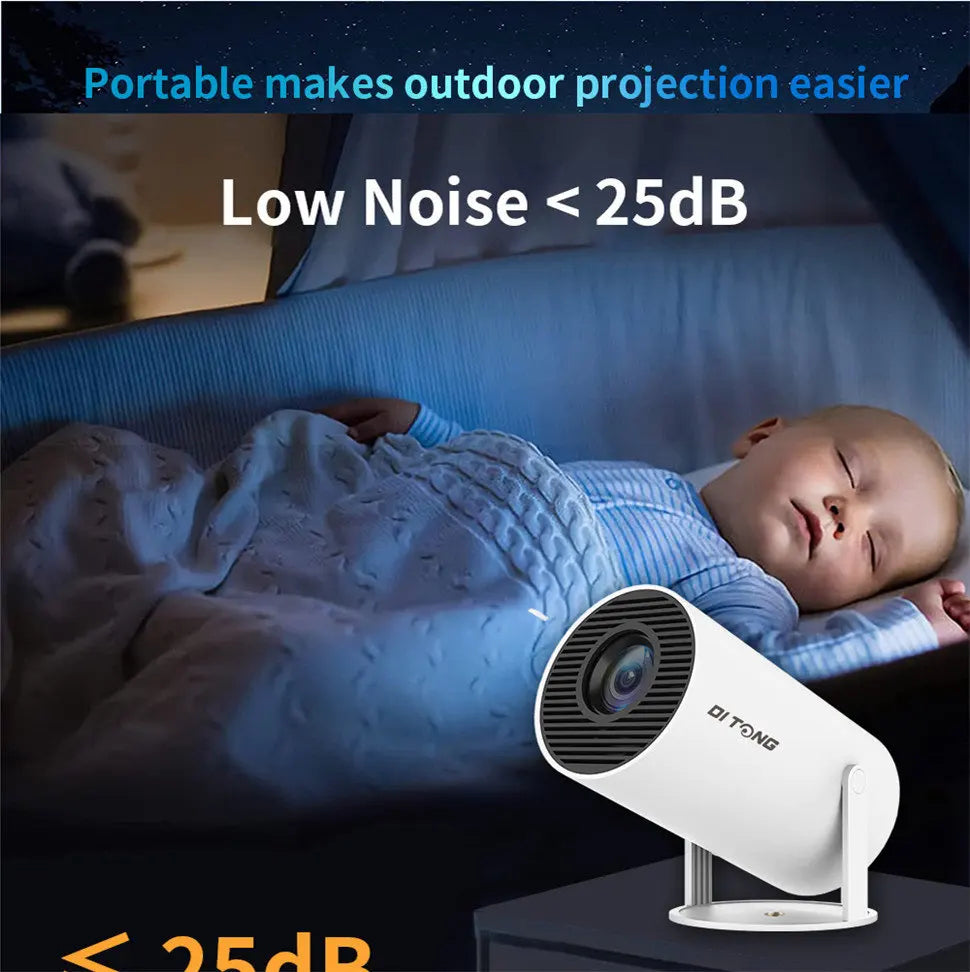 DITONG HY300 Plus HD Projector 4K 1280x720P with Android, Wifi, and LED for Home Theater, Cinema, Mini Games, and Movie Viewing