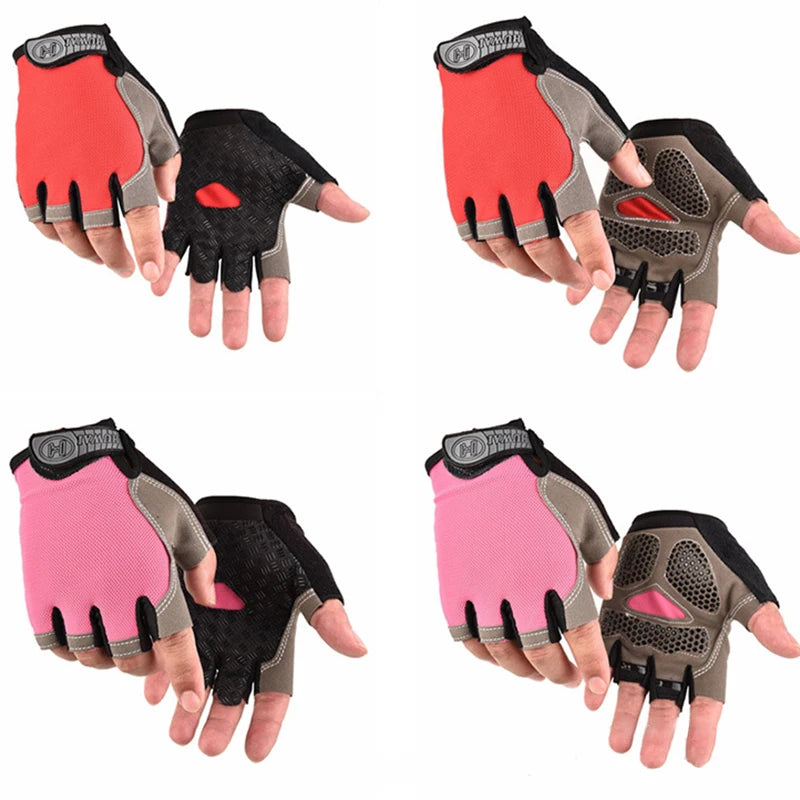 Breathable anti-slip half finger cycling and gym gloves for men and women, ideal for fitness and sports training