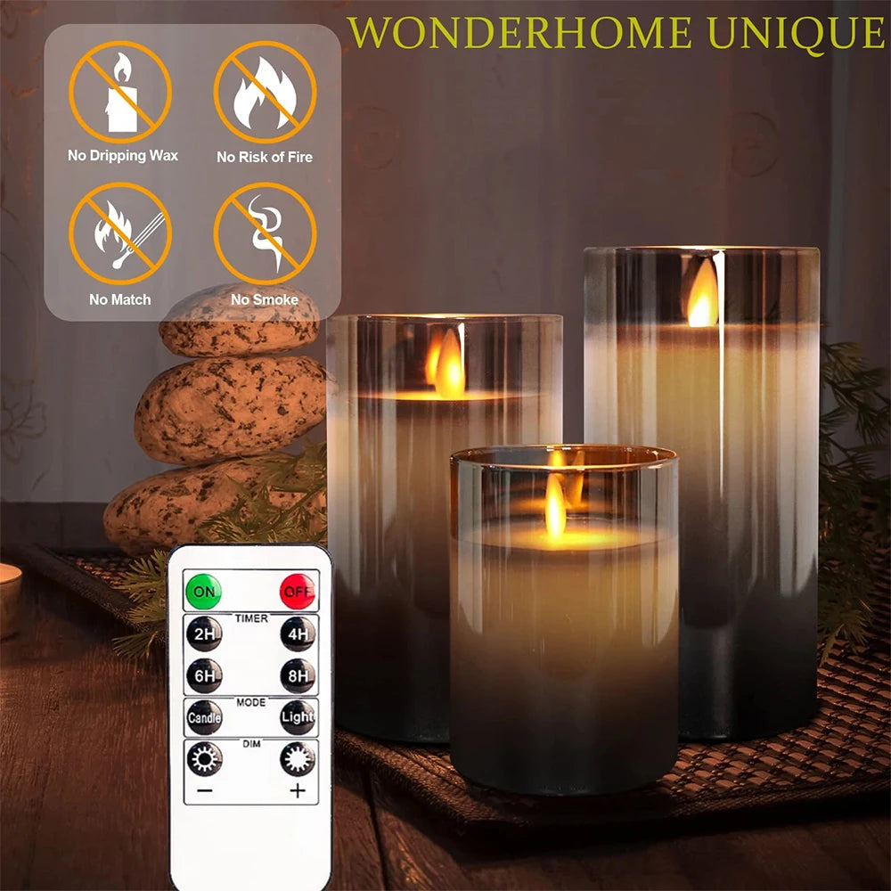 3pcs LED Flameless Candles with Remote for Home & Party Decor