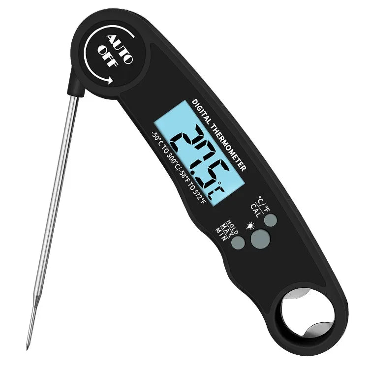 Portable digital meat thermometer probe for BBQ, baking, and kitchen use