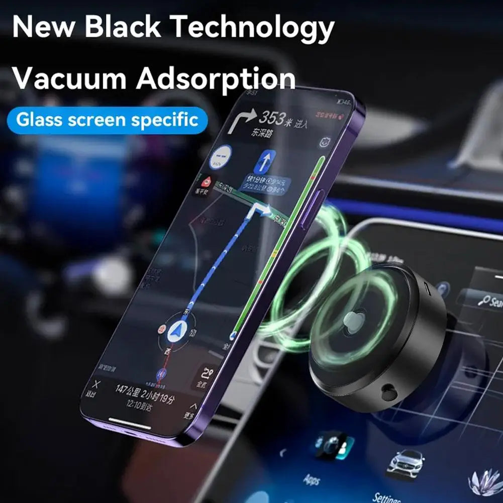 Intelligent Magnetic Car Mount Phone Holder - Universal Vacuum Adsorption, Stable Black Bracket