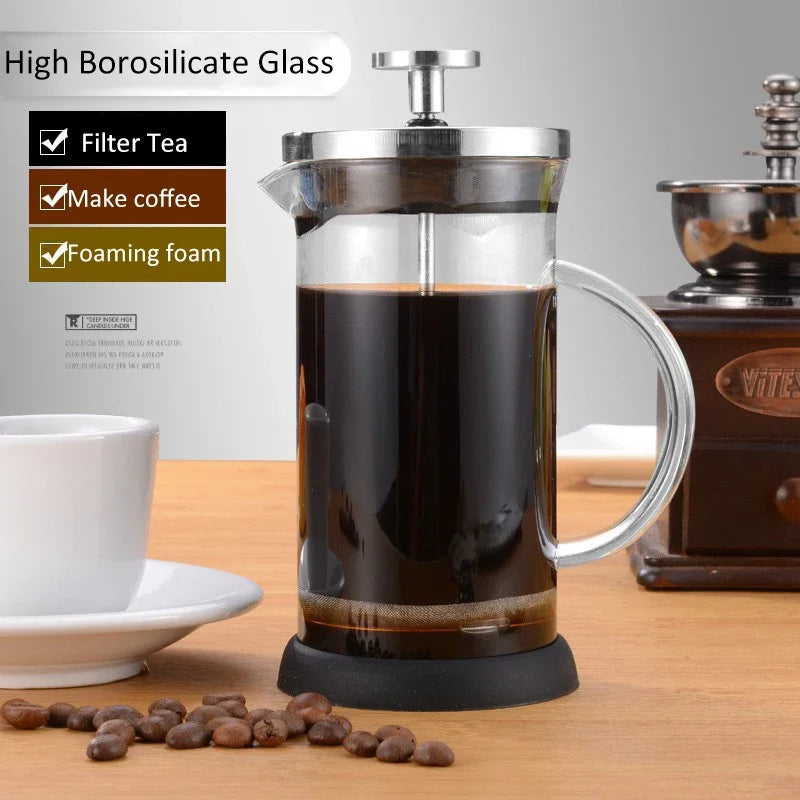 350-1000ml French Press Coffee Pot – Stainless Steel & Borosilicate Glass, Heat Resistant Coffee Maker & Percolator