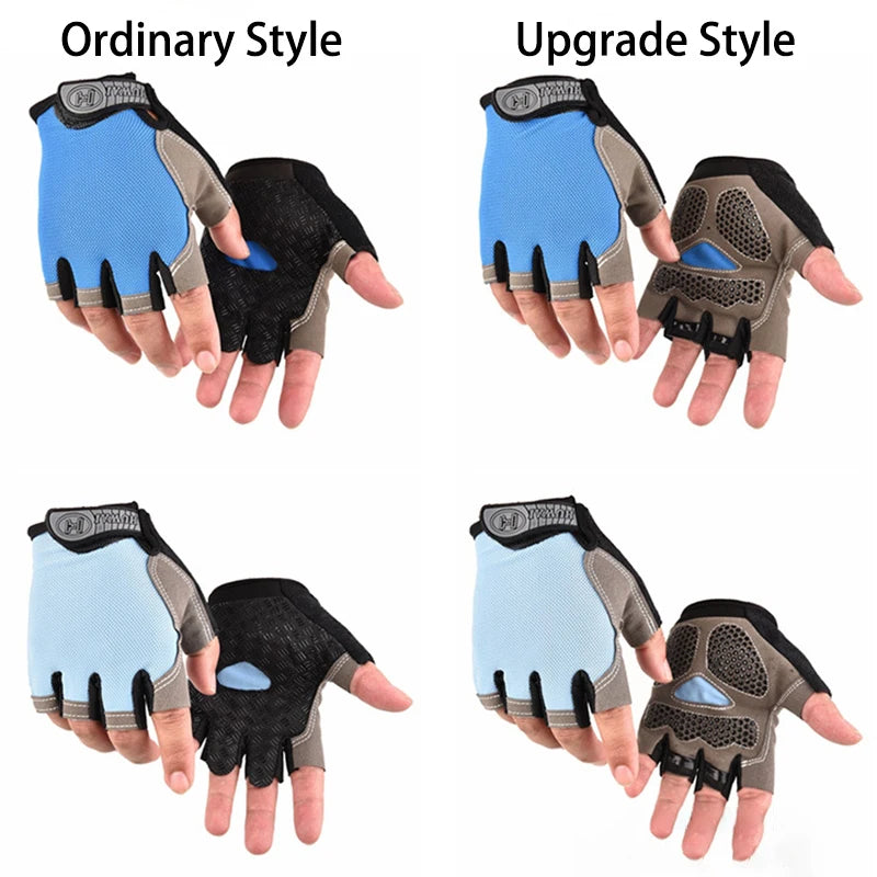 Breathable anti-slip half finger cycling and gym gloves for men and women, ideal for fitness and sports training