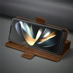 Luxury magnetic leather wallet case with card holder for Samsung Galaxy Z Fold 3, 4, 5, 6