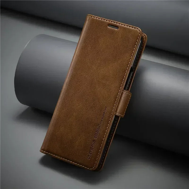 Luxury magnetic leather wallet case with card holder for Samsung Galaxy Z Fold 3, 4, 5, 6