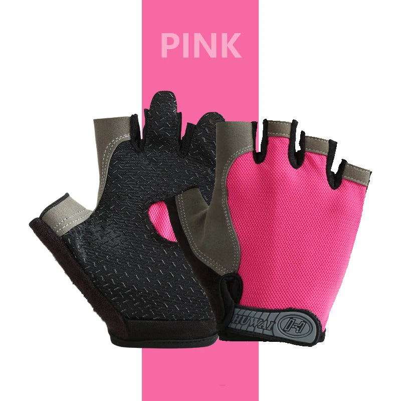 Breathable anti-slip half finger cycling and gym gloves for men and women, ideal for fitness and sports training