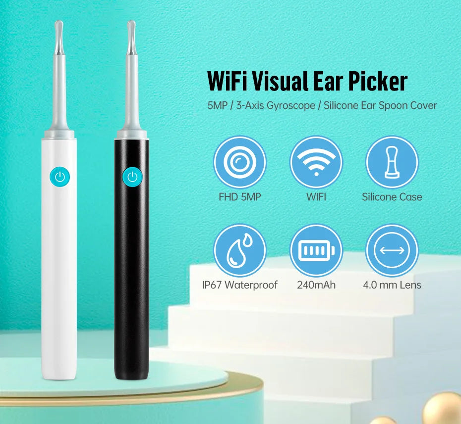 KERUI smart ear wax removal tool with 5MP HD camera, light, and endoscope otoscope for safe and precise ear cleaning