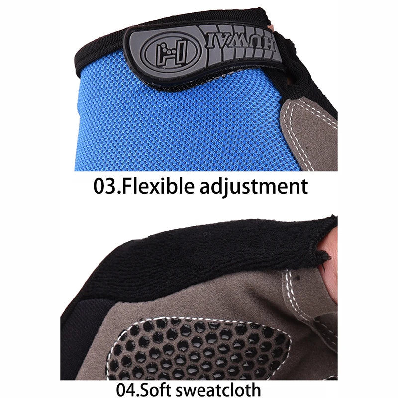 Breathable anti-slip half finger cycling and gym gloves for men and women, ideal for fitness and sports training