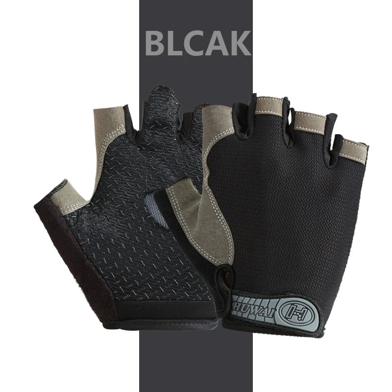 Breathable anti-slip half finger cycling and gym gloves for men and women, ideal for fitness and sports training